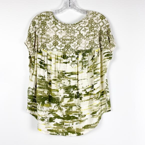 Pilcro Anthroplogie Green Abstract Oversized Top Shirttail Hem Womens Size Med - Picture 8 of 11